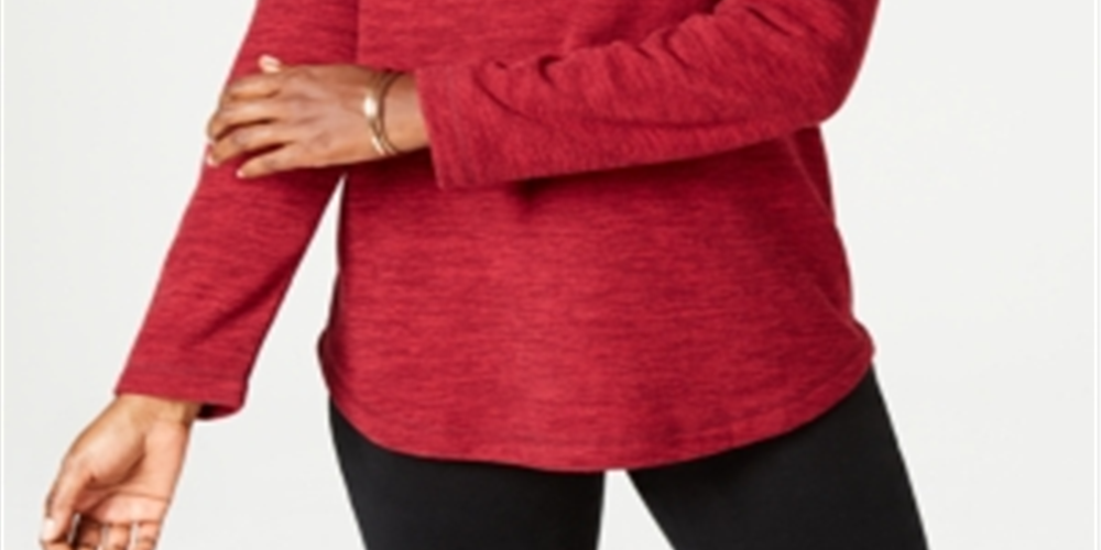 Karen Scott Moletom Feminino Marled Vermelho Tamanho Pequeno Pequeno