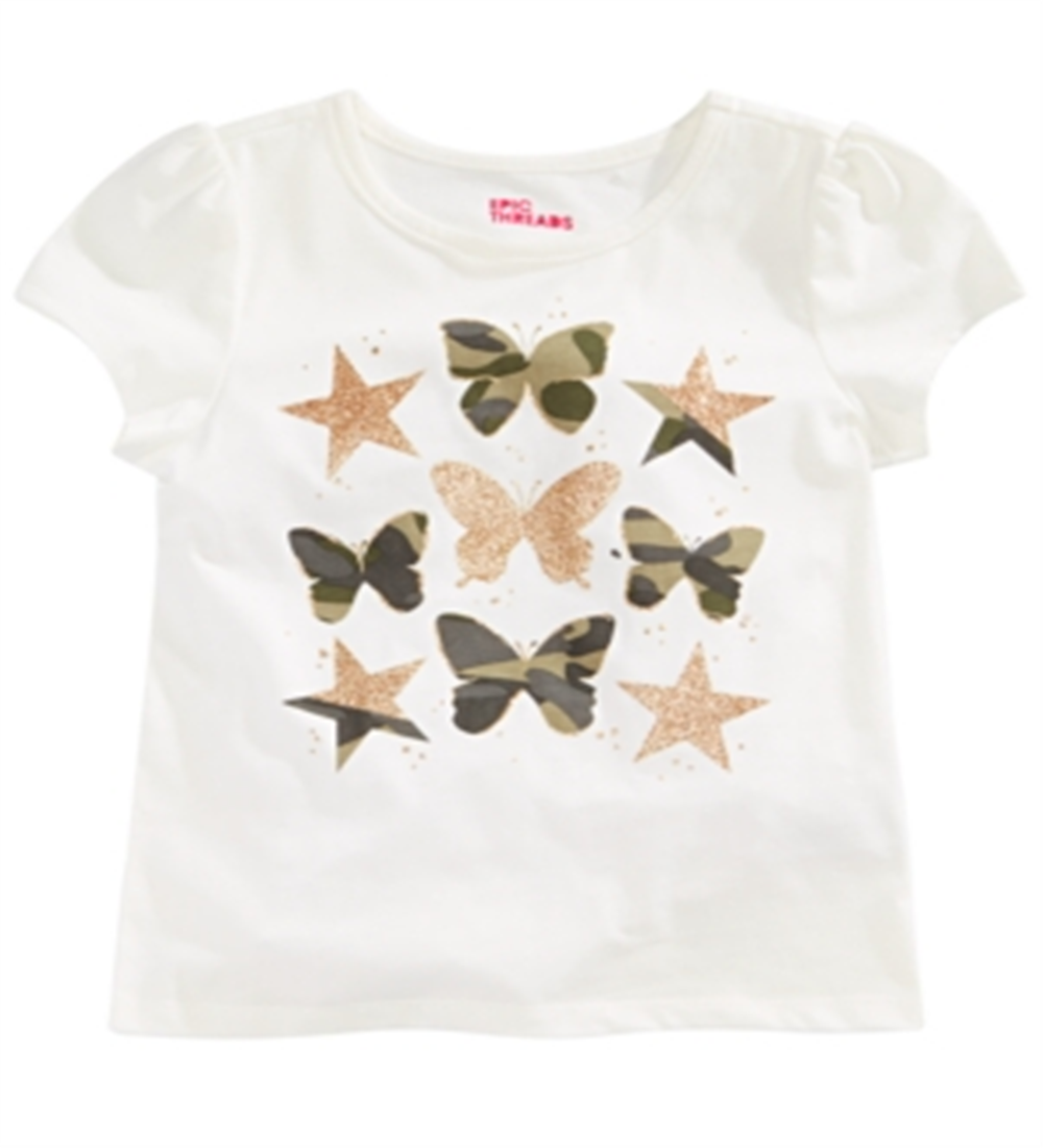 Camiseta infantil feminina Epic Threads com borboletas, branca, tamanho 6