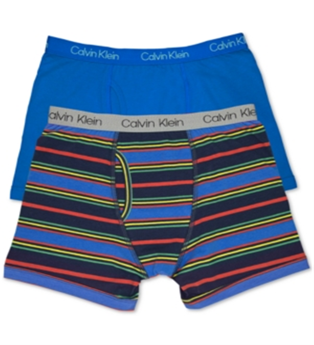 Calvin Klein Little &amp; Big Boys - Pacote com 2 Cuecas Boxer Azul Tamanho GG