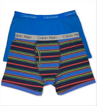 Calvin Klein Little &amp; Big Boys - Pacote com 2 Cuecas Boxer Azul Tamanho GG