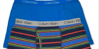 Calvin Klein Little &amp; Big Boys - Pacote com 2 Cuecas Boxer Azul Tamanho GG