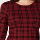 Camiseta feminina xadrez de algodão Charter Club, vermelha, tamanho grande