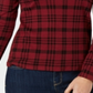 Camiseta feminina xadrez de algodão Charter Club, vermelha, tamanho grande