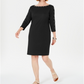 Vestido feminino Karen Scott de algodão com tachas e manga 3/4, preto, tamanho XS