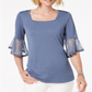 Top de renda com punho Love Scarlett feminino, azul, tamanho pequeno G