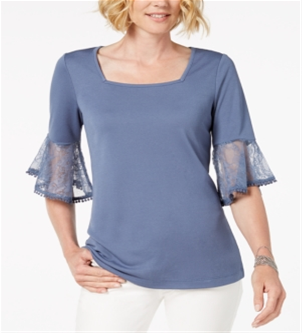 Top de renda com punho Love Scarlett feminino, azul, tamanho pequeno G