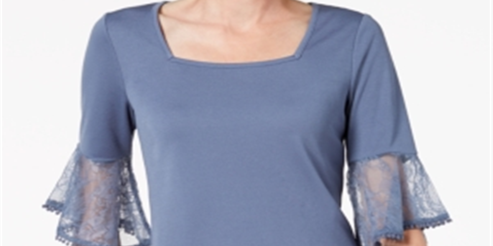 Top de renda com punho Love Scarlett feminino, azul, tamanho pequeno G