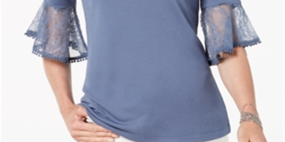 Top de renda com punho Love Scarlett feminino, azul, tamanho pequeno G