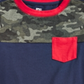 Camiseta infantil camuflada com bolso e blocos de cores, tamanho 4, azul, da Epic Threads