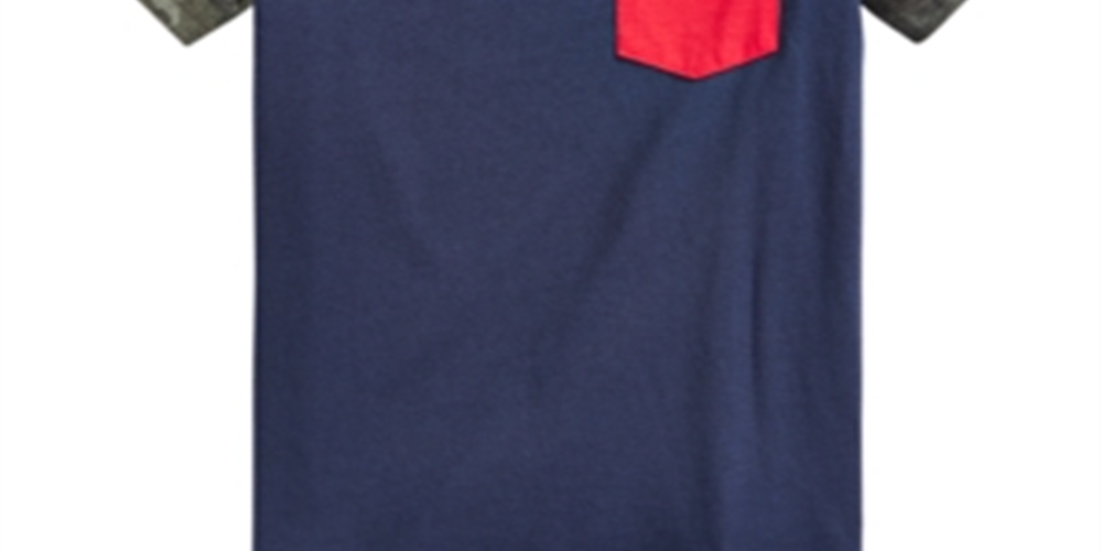 Camiseta infantil camuflada com bolso e blocos de cores, tamanho 4, azul, da Epic Threads