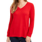 Blusa feminina Charter Club com bolso canguru e decote em V, vermelha, tamanho extragrande