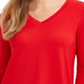 Blusa feminina Charter Club com bolso canguru e decote em V, vermelha, tamanho extragrande