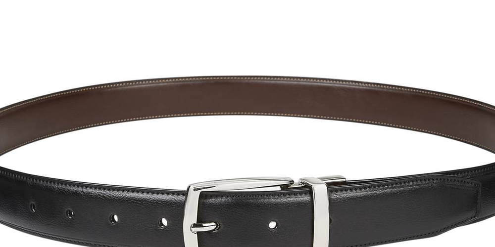 Cinto social reversível de couro sintético masculino Club Room, preto, tamanho pequeno