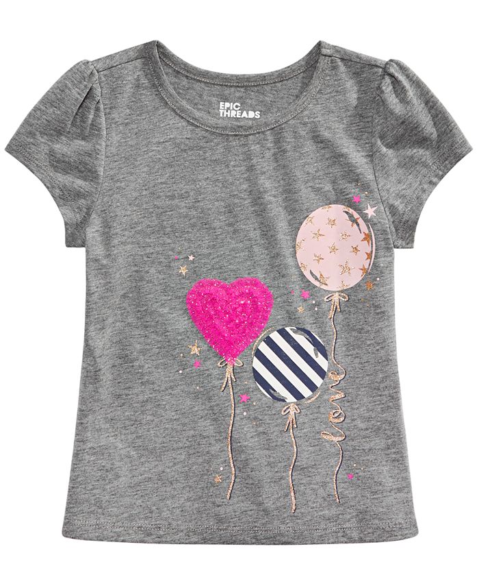 Camiseta infantil com balões da Epic Threads, cinza, tamanho 5