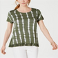 Blusa feminina estilo &amp; co com babados e tingimento tie-dye, verde, tamanho médio