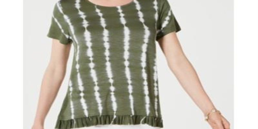 Blusa feminina estilo &amp; co com babados e tingimento tie-dye, verde, tamanho médio