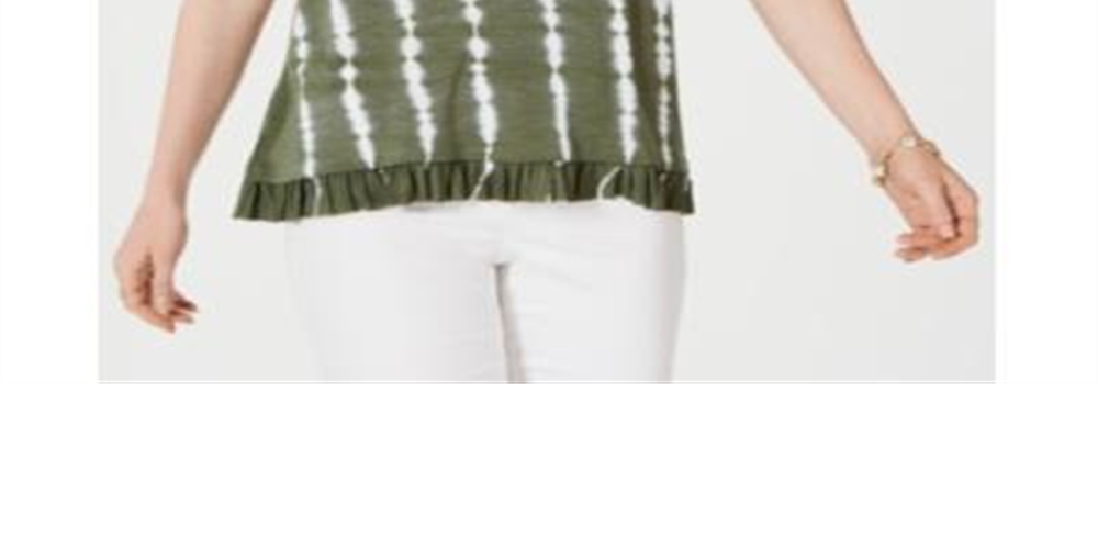 Blusa feminina estilo &amp; co com babados e tingimento tie-dye, verde, tamanho médio