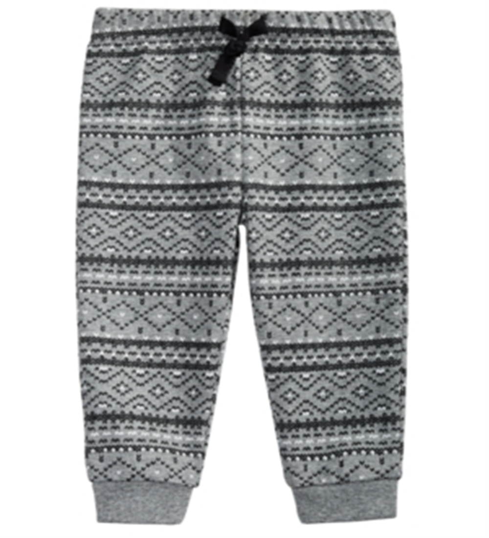 Calça jogger de algodão com estampa Fair Isle para meninos First Impressions, cinza, tamanho 3T
