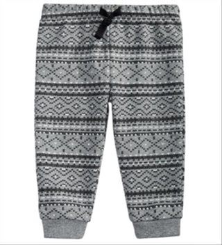Calça jogger de algodão com estampa Fair Isle para meninos First Impressions, cinza, tamanho 3T