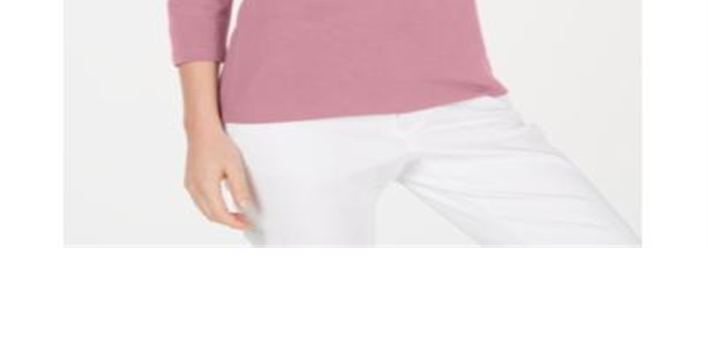 Blusa feminina Karen Scott de algodão com manga 3/4, rosa, tamanho pequeno