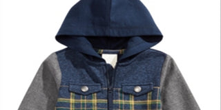 First Impressions Boy's Hooded Patchwork Jacket Various Blue Size 12MOS