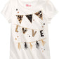 Camiseta infantil feminina Epic Threads Love Flags, branca, tamanho 2T