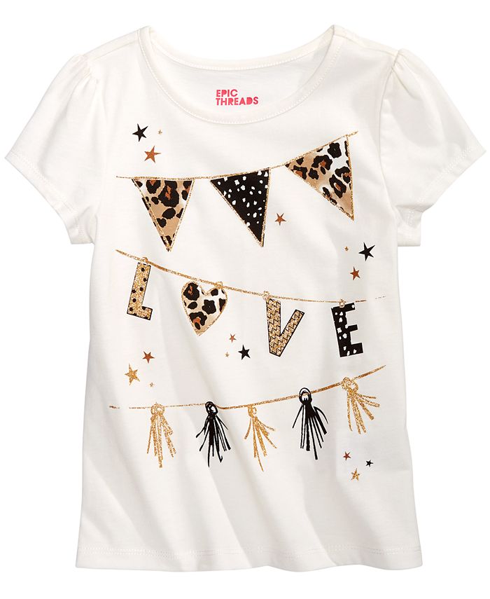 Camiseta infantil feminina Epic Threads Love Flags, branca, tamanho 2T