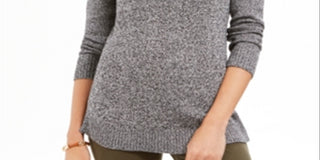 Suéter feminino Charter Club mesclado com decote em V, preto, tamanho pequeno GG