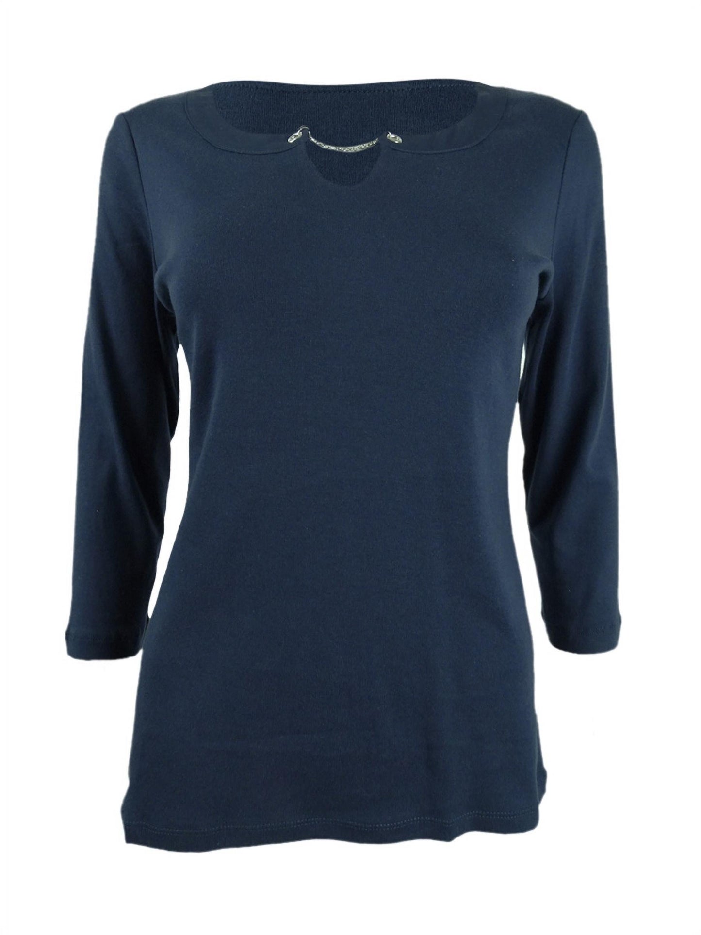 Karen Scott Blusa Feminina Manga Três Quartos Azul Tamanho XS