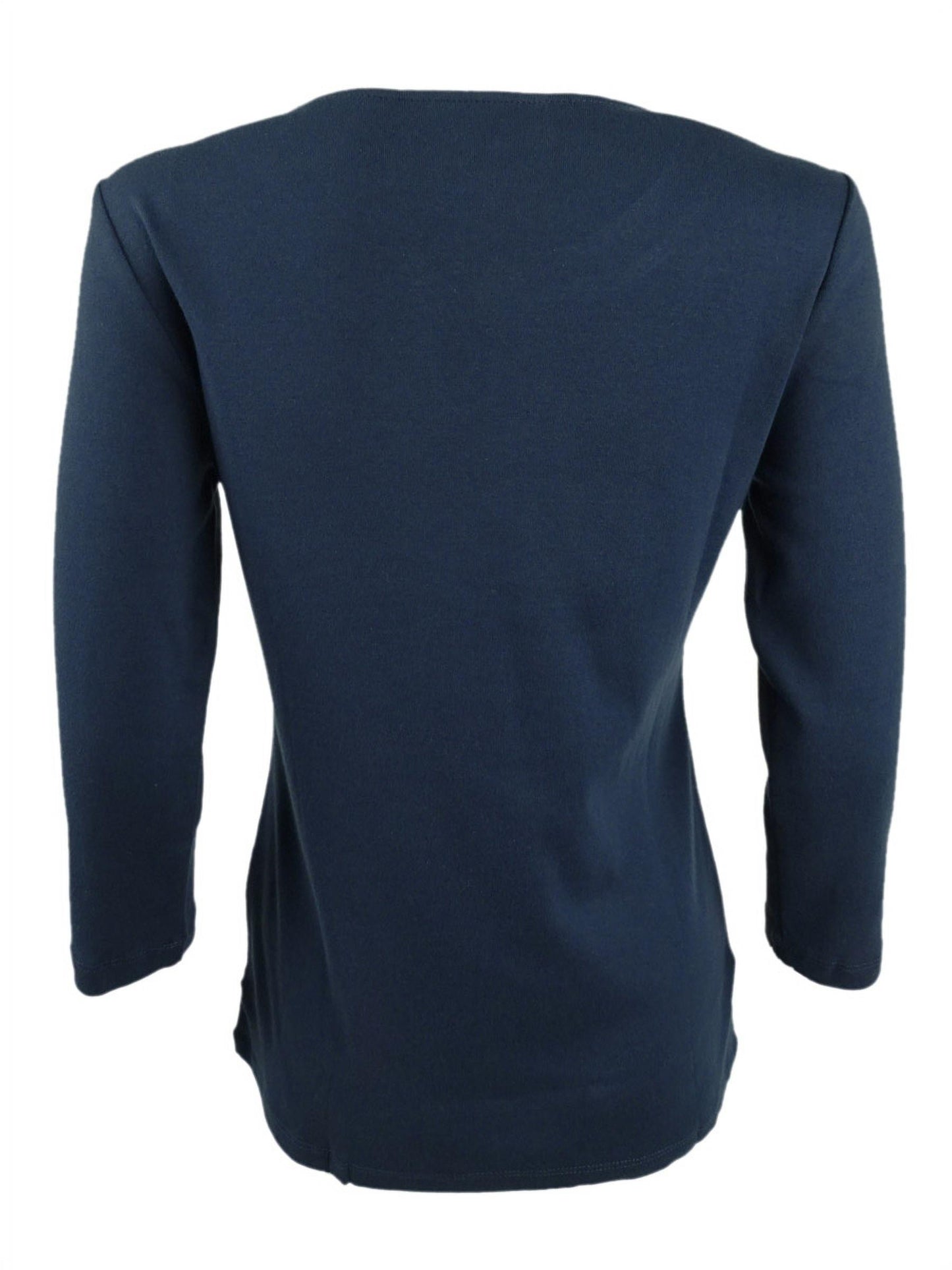 Karen Scott Blusa Feminina Manga Três Quartos Azul Tamanho XS