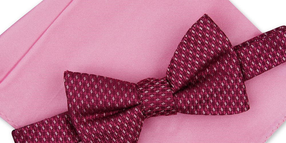Conjunto de lenço de bolso liso com gravata borboleta Alfani masculino, seda rosa, tamanho regular