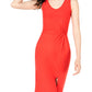 Vestido midi com nó frontal sólido Ultra Flirt para mulheres, tamanho XS, vermelho