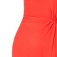 Vestido midi com nó frontal sólido Ultra Flirt para mulheres, tamanho XS, vermelho