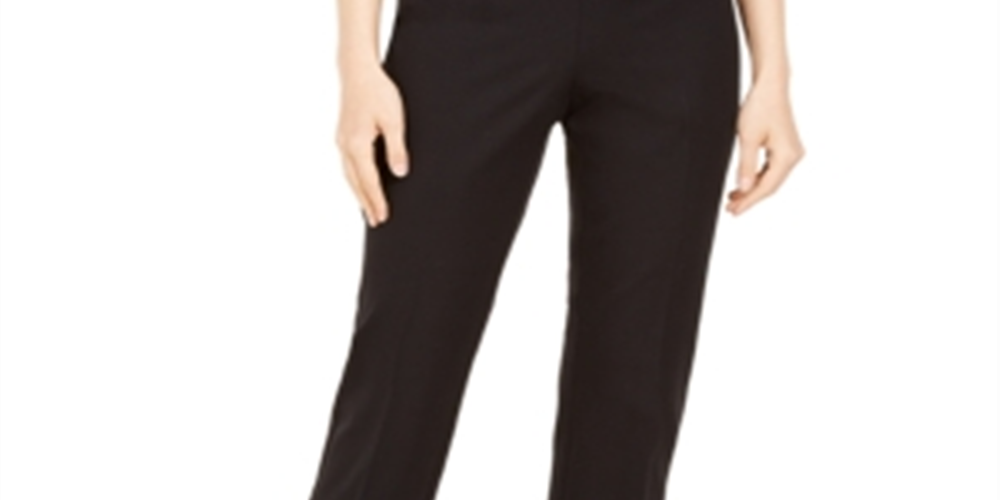 Calça feminina Alfani com bainha de renda e tornozelo, preta, tamanho 6, pequena