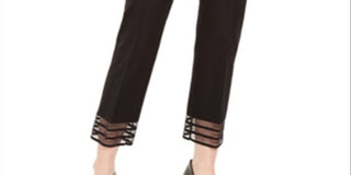 Calça feminina Alfani com bainha de renda e tornozelo, preta, tamanho 6, pequena