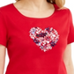 Karen Scott Blusa feminina de algodão com estampa de coração - Vermelho, tamanho 2XL