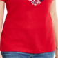Karen Scott Blusa feminina de algodão com estampa de coração - Vermelho, tamanho 2XL