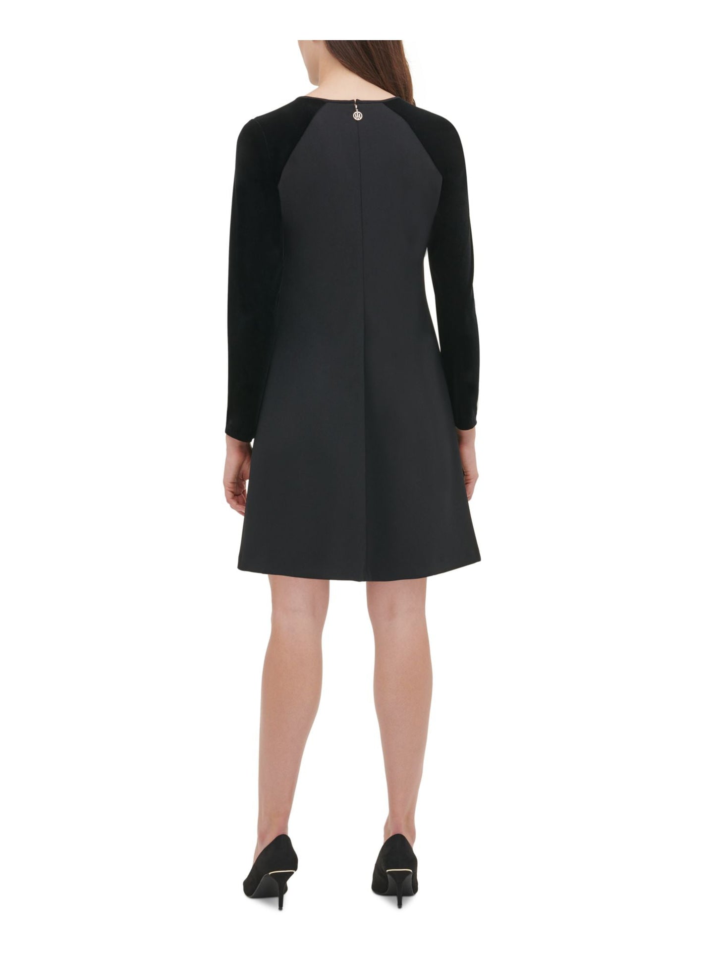 Vestido curto de veludo Tommy Hilfiger para coquetel e festa feminino, preto, tamanho 2, pequeno