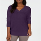 Karen Scott Suéter Feminino Basket Stitch Roxo Tamanho Grande