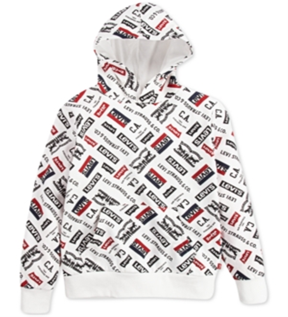 Moletom com capuz Levi's Little Boy's Fleece Logo, branco, tamanho 7