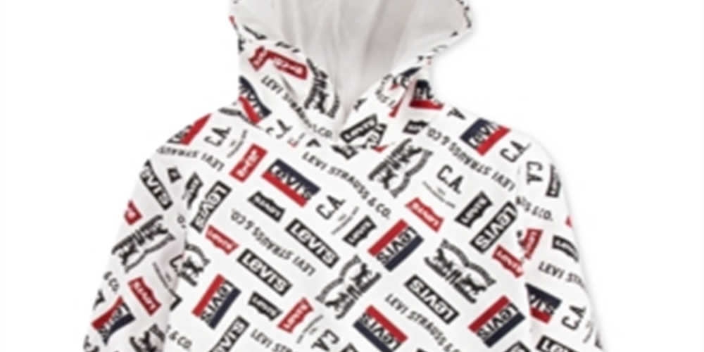 Moletom com capuz Levi's Boy's Fleece Logo, escolha o tamanho 6, branco