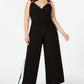Love Squared Macacão Feminino Plus Listrado com Gola Sobrepeliz Preto Tamanho 2X