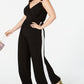 Love Squared Macacão Feminino Plus Listrado com Gola Sobrepeliz Preto Tamanho 2X