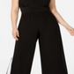 Love Squared Macacão Feminino Plus Listrado com Gola Sobrepeliz Preto Tamanho 2X