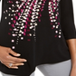 JM Collection Top feminino estampado e enfeitado, preto, tamanho X-S