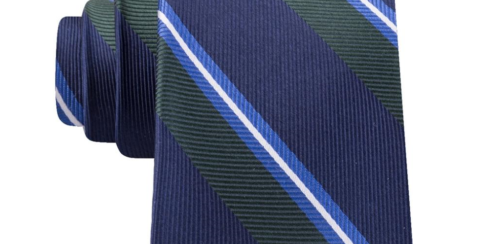 Gravata profissional de seda masculina Tommy Hilfiger, verde, tamanho regular