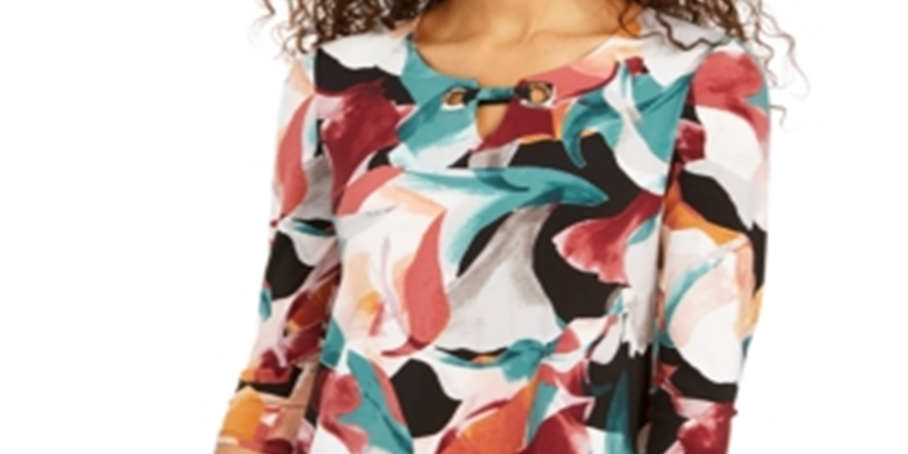 Top assimétrico com decote em V feminino JM Collection, preto, tamanho grande