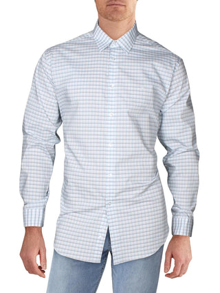 Camisa social masculina Calvin Klein com logo slim fit e gola elástica, azul, tamanho 17,5 x 34 x 35