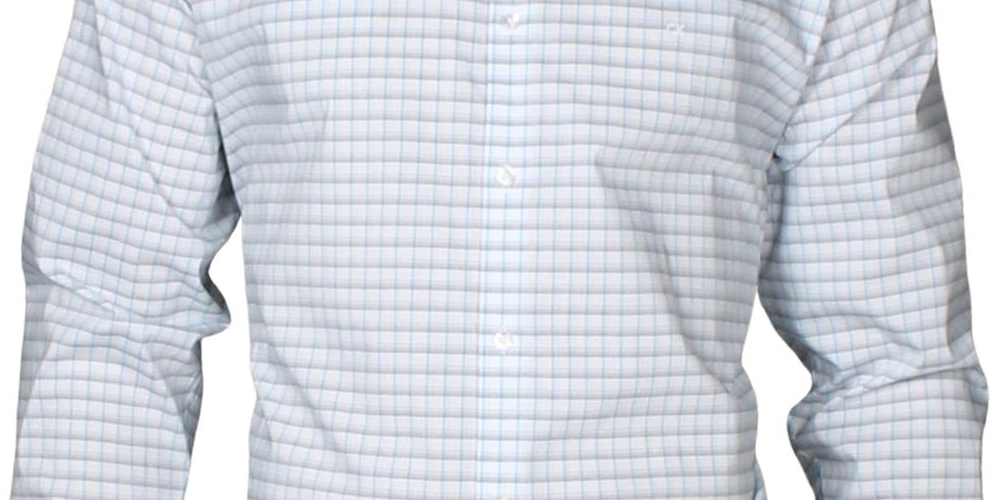 Camisa social masculina Calvin Klein com logo slim fit e gola elástica, azul, tamanho 17,5 x 34 x 35