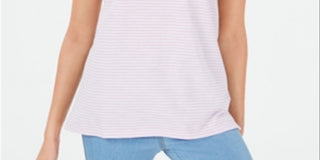Maison Jules Women's Striped Crew Neck T-Shirt Purple Size X-Small
